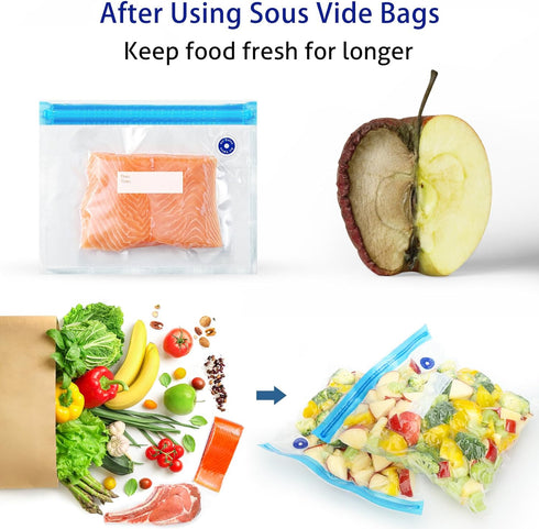 Sous Vide Bags 31Pcs, Reusable BPA Free Vacuum Sealer Bags (8.5 * 8.5in) Vacuum Food Storage Bags for Cooking/Food Storage/Microwave Heating - 24P...