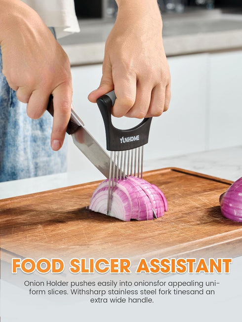 Onion Slicer, YUNHOME Stainless Steel Onion Cutter for Slicing and Storage Onions, Tomato, Eggs, Fruit and Vegetables, Home Essentials & Kitchen G...
