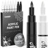 White Paint Pen, 8 Pack 0.7mm Acrylic Paint Pens Acrylic Markers 6 White 2 Black Paint Pens for Rock Painting Wood Canvas Glass Metallic Ceramic T...