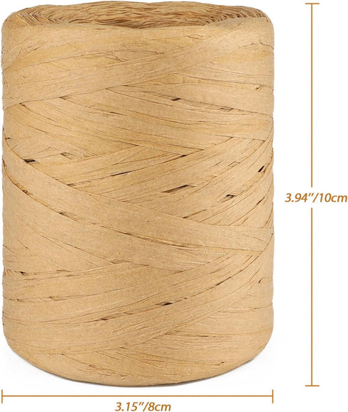 G2PLUS 218 Yards Raffia Paper Craft Ribbon, 1/4 Inch Wide Raffia Ribbon for Gift Wrapping, Brown Raffia Packing Twine String for DIY Arts&Crafts, ...
