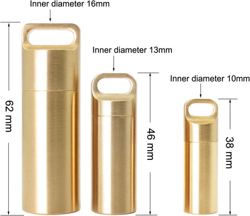 3 Air-Tight EDC Accessory Case, Pill Fob Capsule Keychain, Waterproof Match Case Battery Holder, Outdoor Survival Storage Metal Container Dry Box....