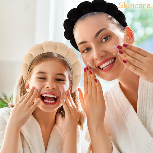 Spa Headband for Washing Face Makeup Headband Skincare Headband Face Wash Headband Black Khaki Sponge Hair Band for Washing Face Teen Girl Gifts T...