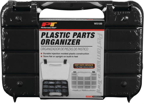 Performance Tool W5189 Durable Plastic Storage Organizer with Full-Height Dividers for Parts and Tools, Flat or Upright Storage with Built-in Feet...