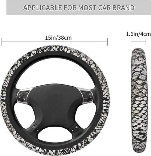 Car Steering Wheel Cover for Women Men Snake Texture Universal 15 Inch Anti-Slip Comfortable Car Truck Accessories...
