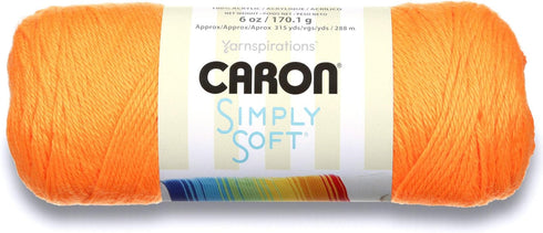 Caron Simply Soft Solids Yarn, Gauge 4 Medium, 100% Acrylic Neon Orange - Machine Wash & Dry...