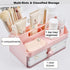 Marte Vanci Desk Organizer with Drawer, Desk Tidy Caddy, Cute Desktop Stationery Organizer, Plastic Makeup Storage Box, Multifunctional Desk Acces...