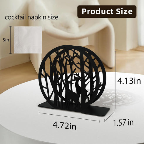 Napkin Holder for Dining Table, Stainless Steel Upright Napkin Holder for Kitchen & Countertop, Modern Black Metal Paper Holder for Western Restau...