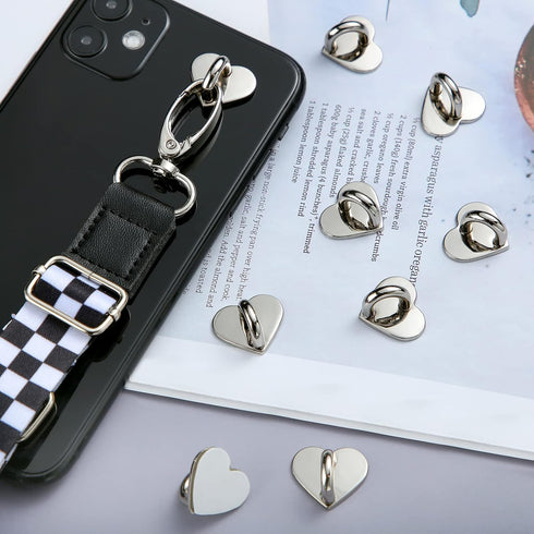 8 Pcs Cell Phone Finger Ring Adhesive Metal Phone Finger Grip Loop Stand Heart Grip Holder Phone Charm Hook for DIY Hanging Supplies (Silver)......