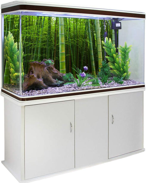 Aquarium Décor Backgrounds Bamboo Forest Nature Scenery Pattern Fish Tank Background Aquarium Sticker Wallpaper Decoration Picture PVC Adhesive Po...