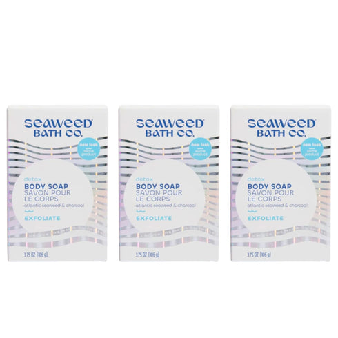 Seaweed Bath Co. Exfoliate Detox Body Soap, 3.75 Ounce (Pack of 3), Sustainably Harvested Seaweed, Charcoal...