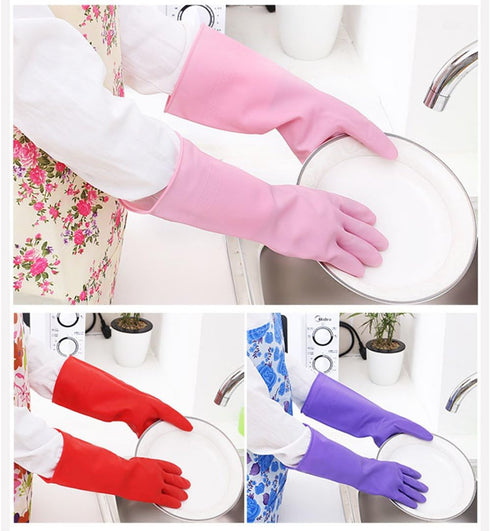 4 Pair Waterproof Reusable Dishwashing Nitrile Gloves for Car-washing Laundry Household Cleaning Medium...