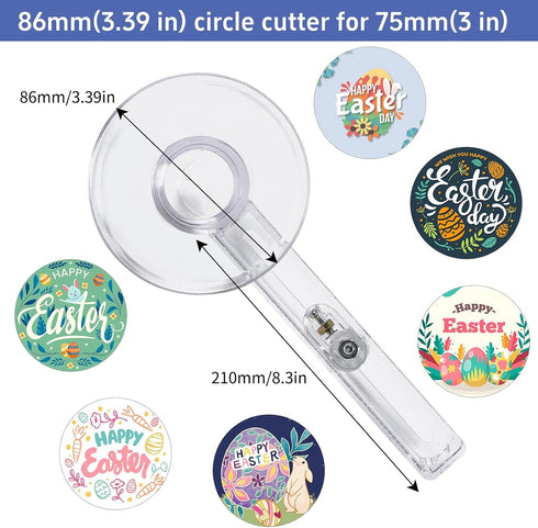 75mm/3 Inch Clear Circle Cutter Button Maker Tools, Adjustable Multi-Size Badge Making Round Cutting Tool, Cutting Knife Photo Paper Model Circle ...