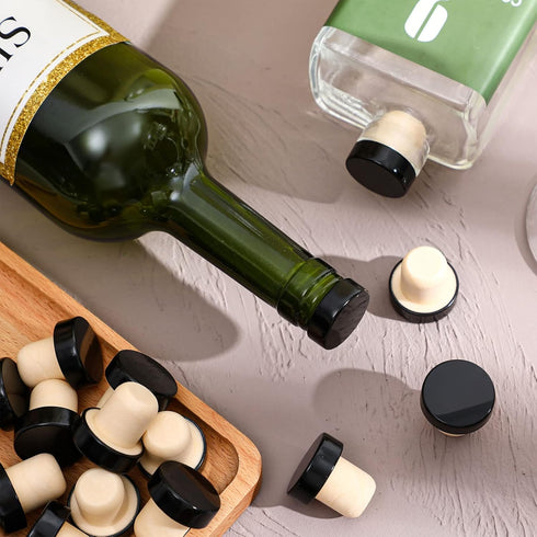 Yookeer T-shaped Stopper Cork Wine Bottle Stoppers Reusable Wine Sealing Plug for Beer Bottles DIY Craft(Black,24 Pieces)...