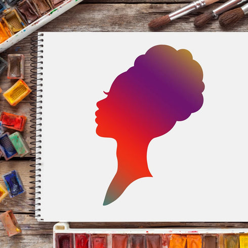 FINGERINSPIRE African Women Queen Stencil Template 11.6x8.3 inch Plastic Woman Head Pattern Drawing Painting Stencils Rectangle Reusable Stencils ...