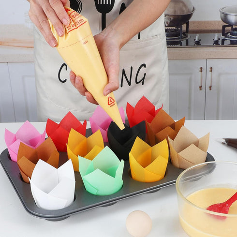 Caperci Standard Tulip Cupcake Liners for Baking 120 Counts - Greaseproof Muffin Baking Cups for Wedding Birthday Party Baby Shower Festivals Chri...