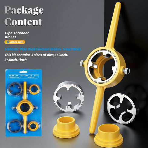 Tap and Die Set, Hosrnovo 6 PCS PVC Pipe Threader Plumbing Tool Kit with 3 Dies 1/2”, 3/4" and 1” for Home...