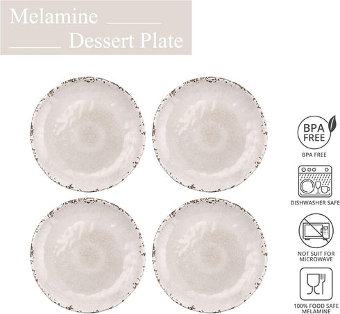 Supreme Housewares 4-Piece 6 Inch Melamine Dessert Plates Appetizer Dinner Plates Small Serving Plates Party Plates Round Plate for Dessert Snack ...
