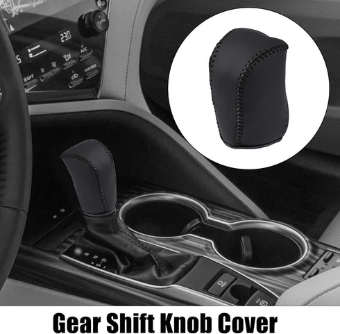 X AUTOHAUX Black Car Genuine Leather Stick Shift Cover Gear Shift Knob Cover for Toyota Camry 2007-2011 Black Line...