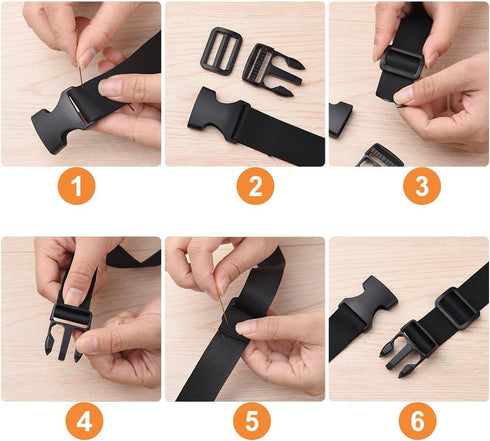 Coopay 1 Inch Plastic Buckles Kit Include 11 Yards Black Nylon Webbing Strap, 10 Pack Quick Side Release Black Buckles and 10 Pack Tri-glide Slide...