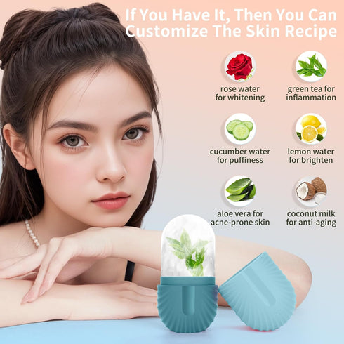 Ice Roller for Face, Silicone Ice Face Roller, Cube Ice Roller for Face and Eye, Facial Beauty Ice Roller Skin Care Tools, Brighten Skin Enhancing...
