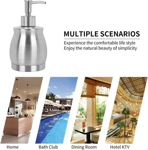 Stainless Steel Countertop Soap Dispenser Liquid Bottle and Pump, Suitable for Various Places Such as Kitchen and Bathroom (Brushed Nickel, 390 ml...