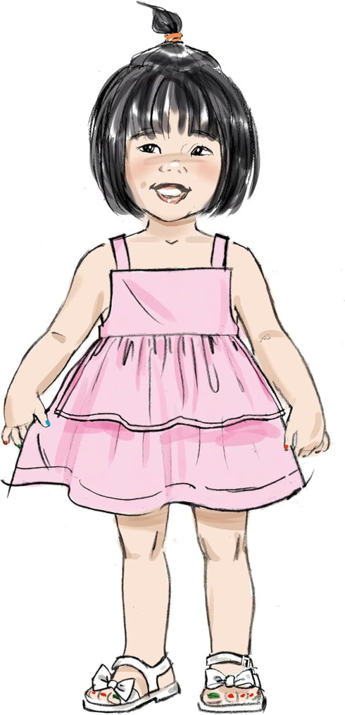 Butterick B6936A Toddlers' Overalls and Dress Sewing Pattern Kit, Design Code B6936, Sizes 1/2-1-2-3-4...