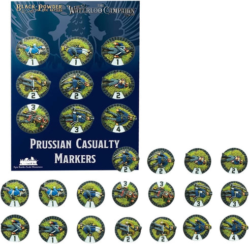 Wargames Delivered Black Powder War - Epic Battles: Napoleonic Prussian Casualty Markers, Revolutionary War Tabletop Toy Soldiers for Miniature Wa...