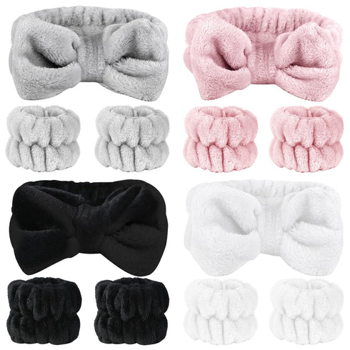 12 PCS Face Wash Headband Wristband Set for Women Girls, Soft Microfiber Facial Spa Hair Wraps Makeup Skincare Bath Headbands Wrist Bands for Wash...