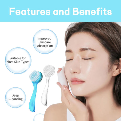 2 Pcs Face Brushes for Cleansing Set Small Manual Exfoliating Brushes for Cleaning Face Spa & Makeup Removal Charcoal Infused Scrubbing Brushes Id...