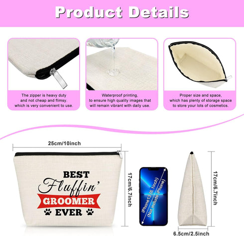 Thank You Gift Dog Groomer Gift for Women Pet Groomer Gift for Dog Stylist Makeup Bag Dog Hairdresser Cosmetic Bag Dog Groomer Gift for Dog Groomi...