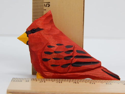 Cardinal Wood Red Bird Figurine Miniature Garden Statue Carving Home Decor Sculpture Small Animal...