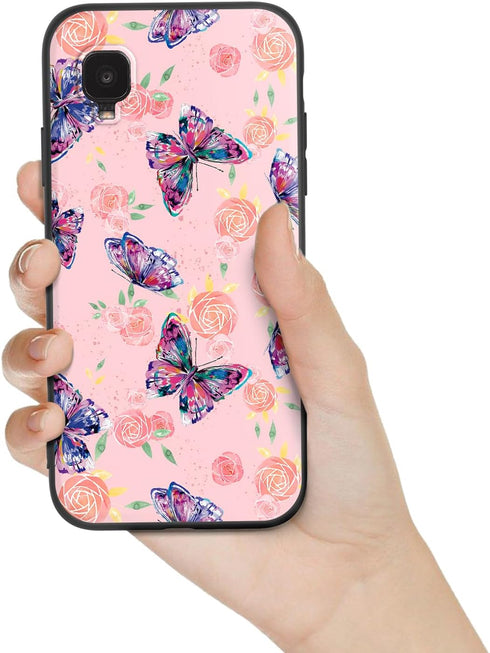 Case for Alcatel TCL A3 with Lanyard Strap Flowers Butterfly Design Shockproof Protective Phone Case for Girls Women Slim Floral Cover for TCL A3 ...