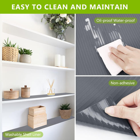 Drawer and Shelf Liner, Shelf Liner Grey Non Adhesive Refrigerator Mats Washable, No Odor Plastic Pantry Liners Wire Shelf Paper Drawer Liner for ...