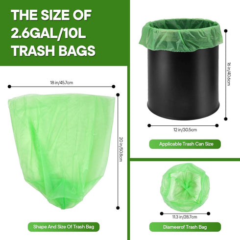 Strong 2.6 Gallon Trash Bags - 60 Count | Unscented Garbage Can Liners for Kitchen, Home, Office & Bedroom Bins | Green, Heavy Duty & Tear Resista...