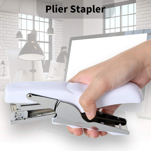 Stapler with 1000 Staples-Plier Stapler Save 60% Power,Good for Stapling at Home School or Warehouse (white)...
