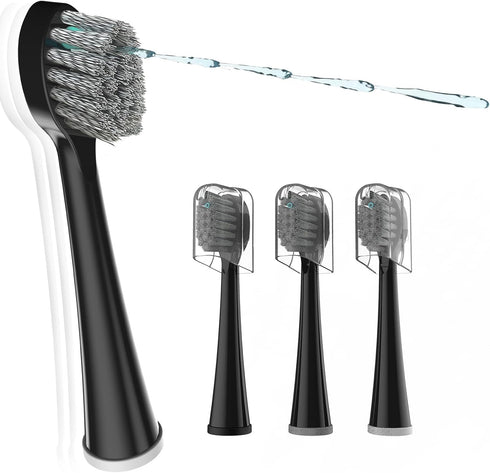 Replacement Brush Heads for Waterpick Sonic Fusion 2.0 Flossing Toothbrush with Cover, Compact, 3 Count Black, Hard Bristles...