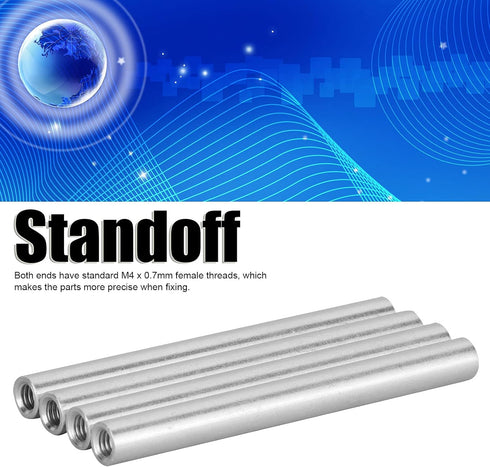 4PCs Aluminum Standoffs Round Tube Extension Support Round Sleeve Connector Rod Bar Stud Tube Nut M4 x 0.7mm Female Threads 60mm Length Robotics A...