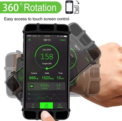 Wristband Phone Holder,HCcolo 360°Rotatable Universal Sports Wristband for iPhone X/8 Plus/8/7/6s,Galaxy S9 Plus/S9/S8 & Other 4”-6.5”Smartphone,R...