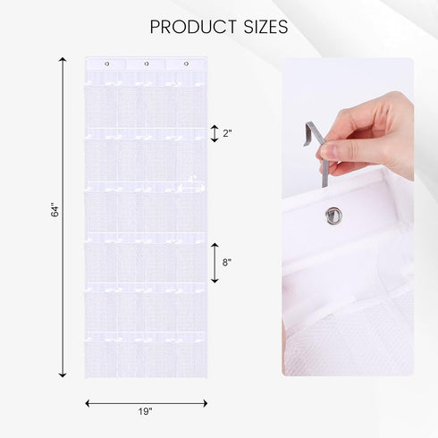 HAKACC Shoe Rack for Closet, 24 Pocket White Shoe Organizer Over-the-Door Storage Sturdy Closet Rack Hangers for Shoes Sneakers...