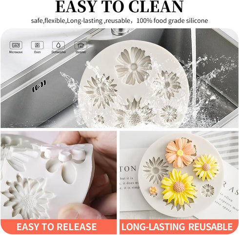 Sunflower Silicone Cookie Buiscuit Baking Molds Decorating Craft Mold...