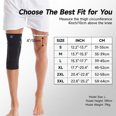 Knee Braces for Knee Pain Relief, Compression Knee Sleeve with Patella Gel Pad & Side Stabilizers, Knee Support for ACL, PCL, Arthritis, Joint Pai...