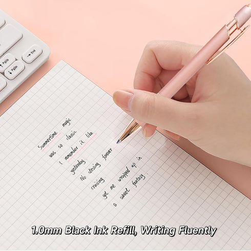 Cute Pens for Women, 6 Pcs Rose Gold Pens Metal Ballpoint Pens Bulk, 1.0mm Medium Point Black Ink Pens, Office and School Supplies Cool Fun Pens G...