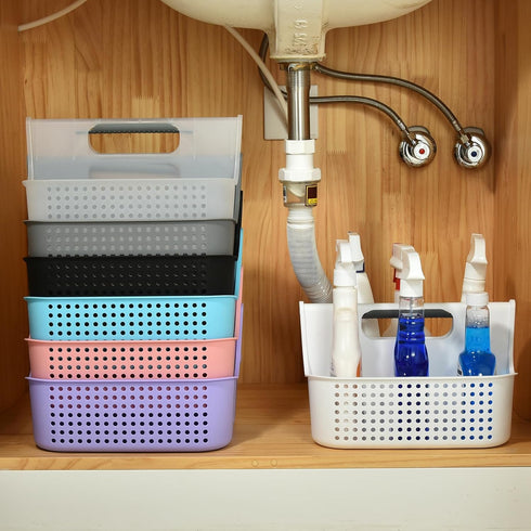 ALINK Portable Plastic Shower Caddy Basket, Large Cleaning Supply Tool Caddy Organizer Storage Tote with Handle for Bathroom, College, Garden, Cab...