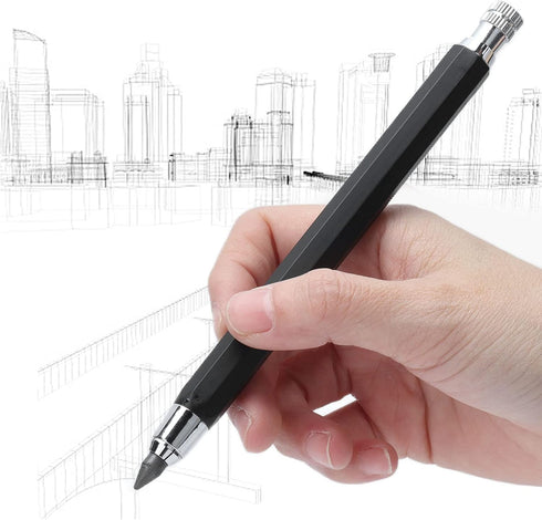 Automatic Pencil, 5.6mm Stainless Steel Mechanical Pencils Draft Drawing Portable Art Clutch Painting Retractable Sketching Holder Carpenter Graff...