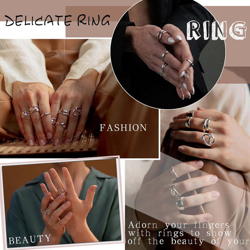 Snake Rings Set Open Serpent Stacking Rings Gothic Animal Band Rings Vintage Silver Adjustable Knuckle Ring Set Jewelry for Women Girls (5 Pcs)...
