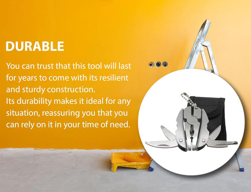 Mini Keychain Set - 6-in-1 Multitool Plier, Adjustable Wrench & Carry Case - Multifunctional All In One - Wire Strippers, Phillips Screwdriver, Kn...