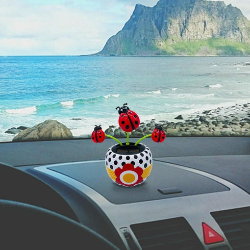 Red Solar Dancing Flower, Cute Power Flower for Car Decoration Swing Flowers, Solar Dashboard Decorations Flower Dancing Decor, Car Dashboard Swin...