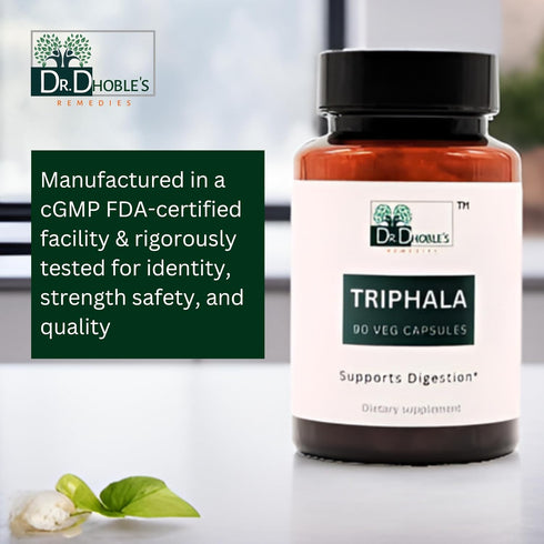 Triphala for Gentle Colon Cleanse, Digestive Aid, Detox, Herbal Ayurvedic Bowel Cleanser, Helps Digestion, Amla, Haritaki & Bibhitaki, Organic, Ve...