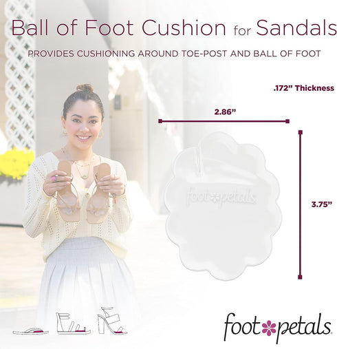 Foot Petals Ball of Foot Cushions, Long Lasting Pain Relief, Women's High Heel Insert 1 Pair, Gel-w/Toe Post, Medium...