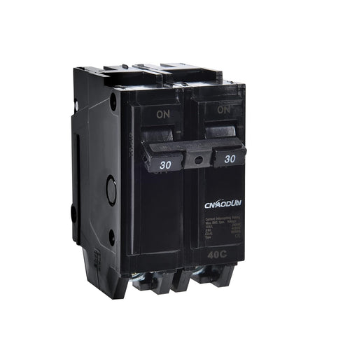 30 Amp Breaker, CNAODUN 2 Pole Circuit Breaker 120/240VAC 10KA Plug-in Mount...